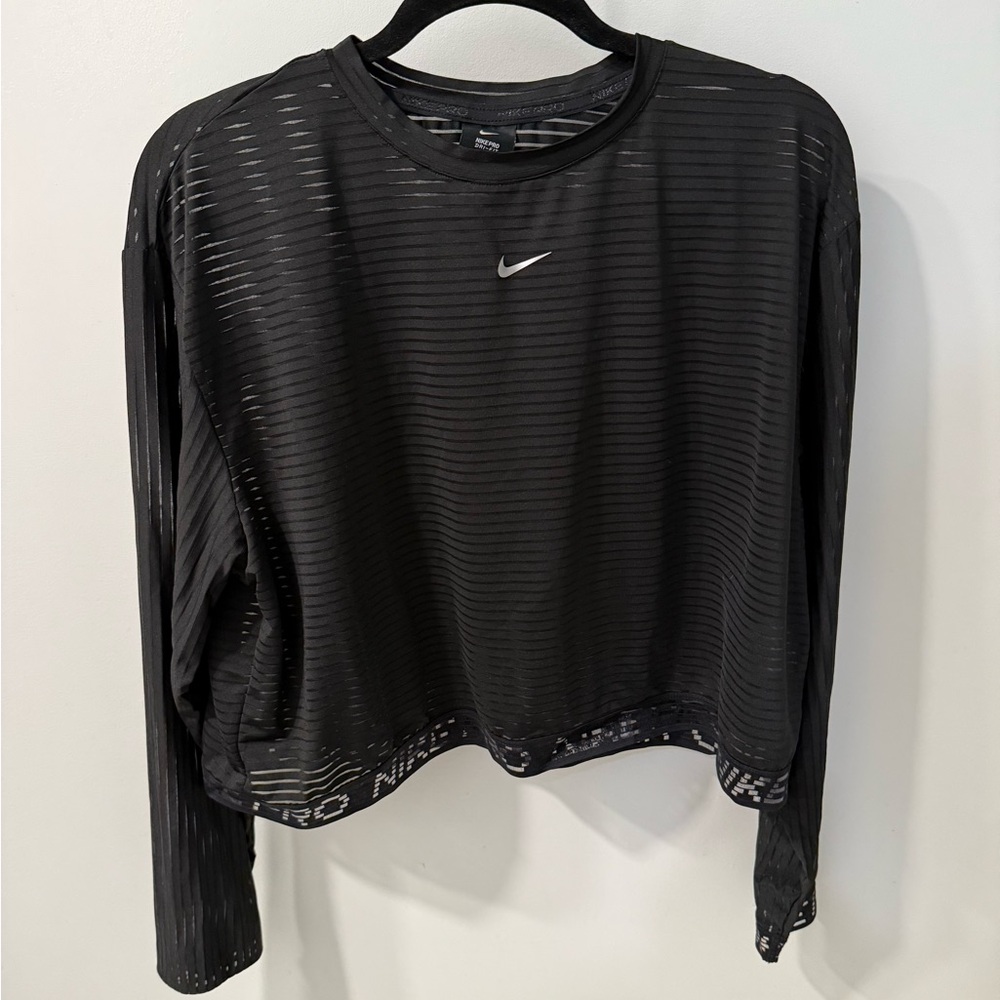 Women's Black Nike Pro Training Sheer Long Sleeve Top